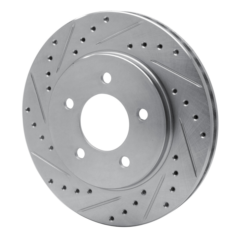 Chrysler Grand Voyager Brake Rotor (1) - Front Left - R1 Concepts - Drilled & Slotted - Silver - `91-`02
